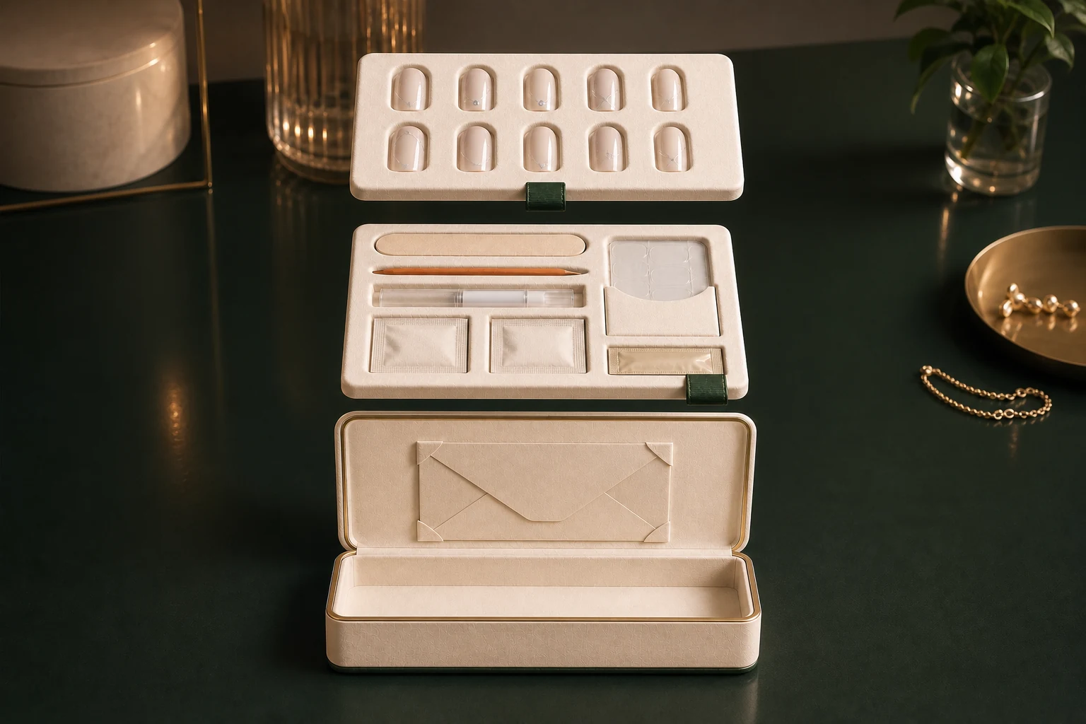 Signature Ivory three-layer bespoke nail gift presentation